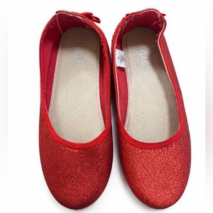 Girls Red Glitter Ballet Flats - Kids Shoes